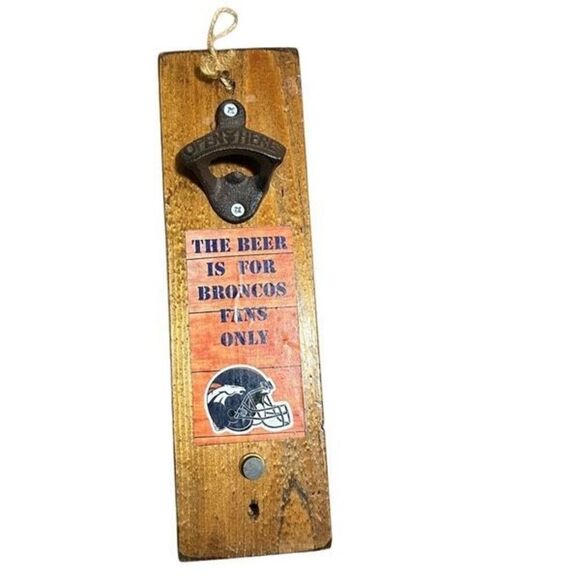 Vintage Denver Broncos Wooden Bottle opener - Picture 1 of 2